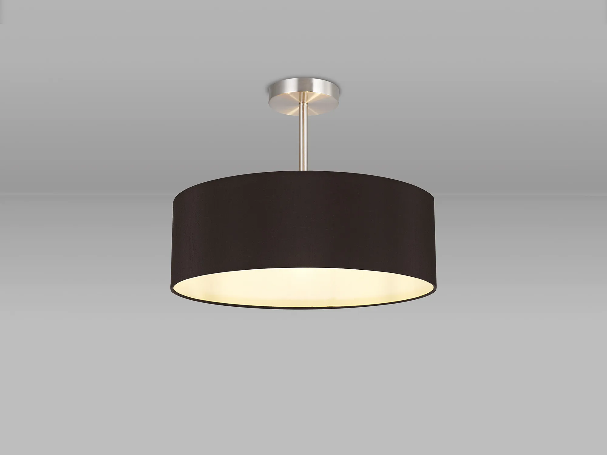 Baymont 45cm Semi Flush 3 Light Satin Nickel, Black/White DK0713  Deco Baymont SN BL